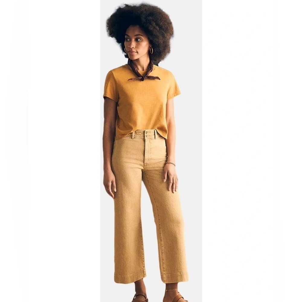 Faherty Harbor Crop Wide Leg Jeans- Sand- Size 30 - Picture 2 of 10